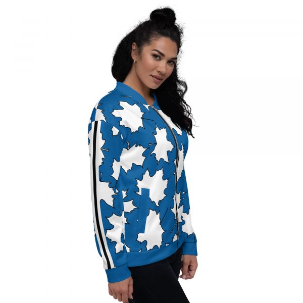 Damen Sweatjacke im Blouson Style Maple Leaf Weiß Skydiver Blue 6 all over print unisex bomber jacket white right 632ad12fc9333