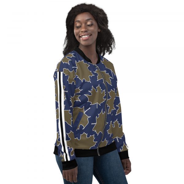 Ladies Sweat Jacket in Blouson Style Maple Leaf Military Olive 4 all over print unisex bomber jacket white right 632af303103fe