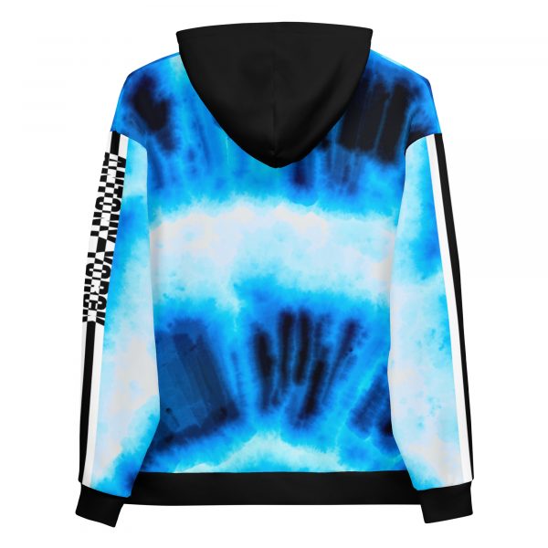 Batik Tie-Dye Style Ladies Designer Hoodie Blue 1 all over print unisex hoodie white back 63342220e9254