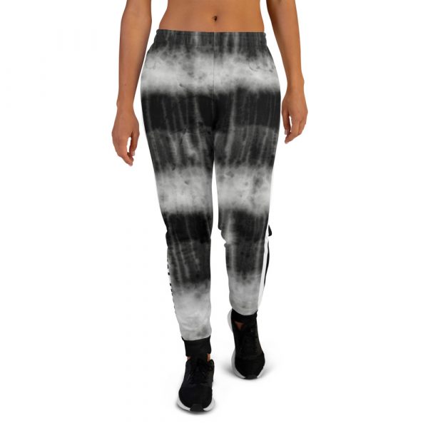 Batik Tie-Dye Style Ladies Designer Sweatpants Black 2 all over print womens joggers white front 61499702968ef 1