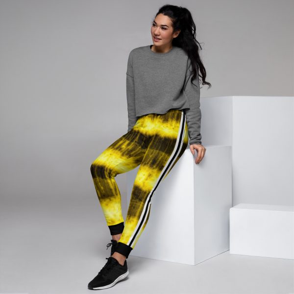 Batik Tie-Dye Style Ladies Designer Sweatpants Yellow 2 all over print womens joggers white left 63342460cee16
