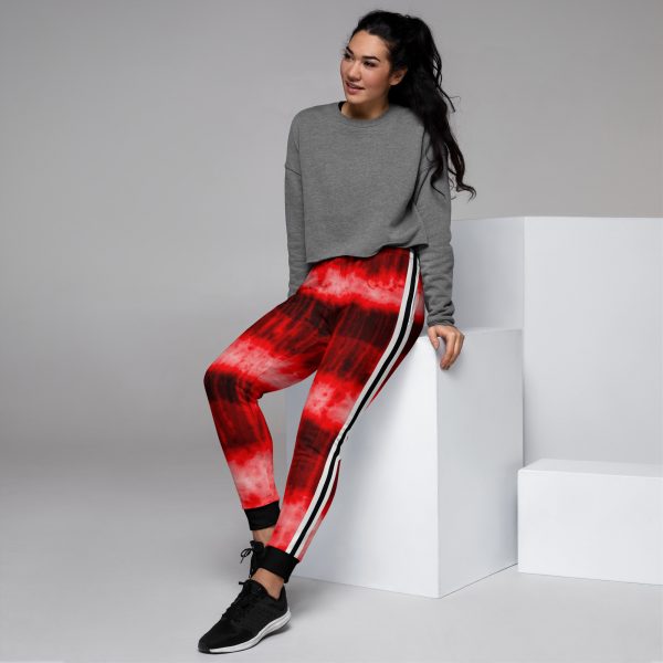 Batik Tie-Dye Style Ladies Designer Sweatpants Red 2 all over print womens joggers white left 633425d654fc0