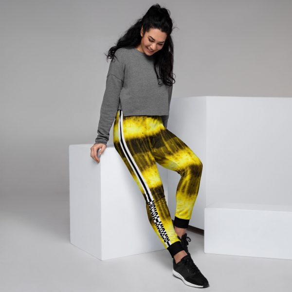 Batik Tie-Dye Style Ladies Designer Sweatpants Yellow 6 all over print womens joggers white right 63342460cf131