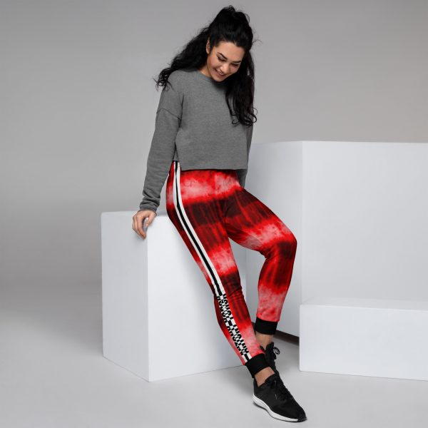 Batik Tie-Dye Style Ladies Designer Sweatpants Red 6 all over print womens joggers white right 633425d6552ee