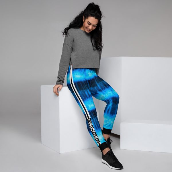 Batik Tie-Dye Style Damen Designer Jogginghose Blau 6 all over print womens joggers white right 63342ab292250