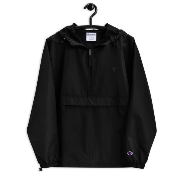 Ladies Rain Jacket Wind and Rainproof Black 5 embroidered champion packable jacket black front 616ec5adac426
