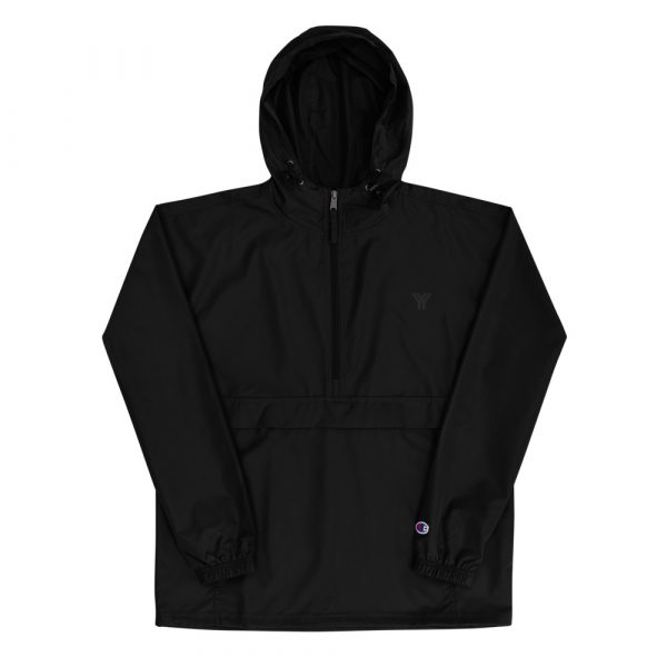 Ladies Rain Jacket Wind and Rainproof Black 8 embroidered champion packable jacket black front 616ec5adac478