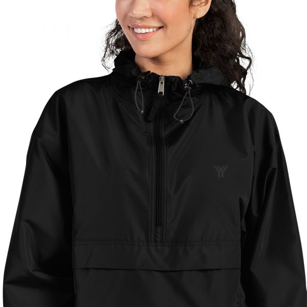 Ladies Rain Jacket Wind and Rainproof Black 4 embroidered champion packable jacket black zoomed in 616ec5adac4cc