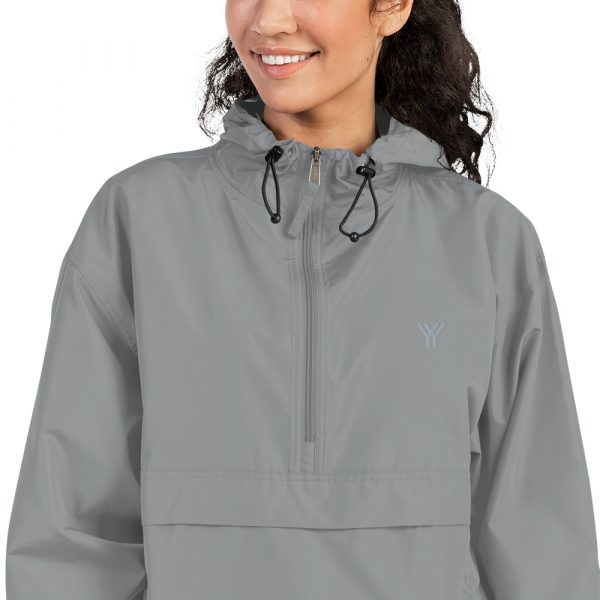 Ladies Rain Jacket Wind and Rainproof Grey 4 embroidered champion packable jacket graphite zoomed in 616ec23735ad1