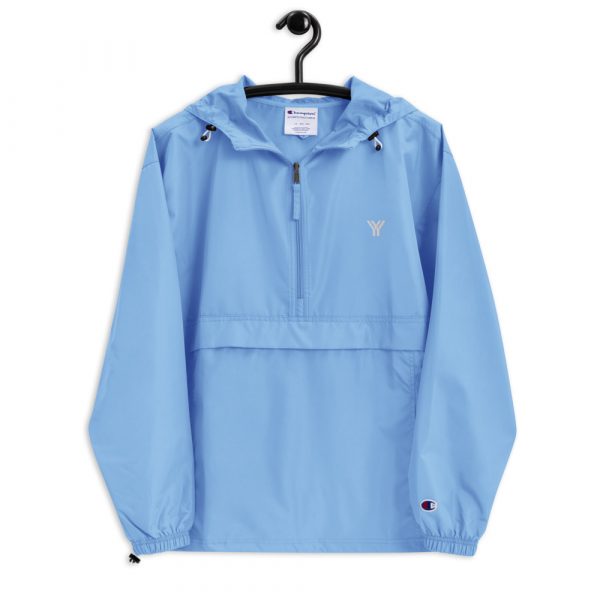 Ladies Rain Jacket Wind and Rainproof Light Blue 5 embroidered champion packable jacket light blue front 616ec1ae5d321