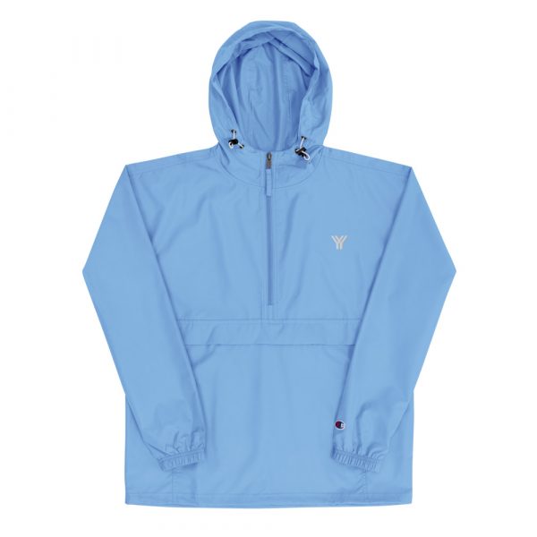 Ladies Rain Jacket Wind and Rainproof Light Blue 7 embroidered champion packable jacket light blue front 616ec1ae5d389