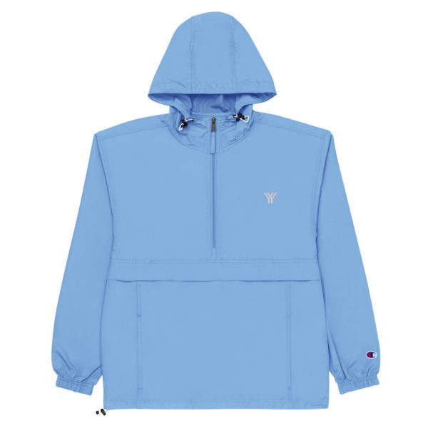 Ladies Rain Jacket Wind and Rainproof Light Blue 1 embroidered champion packable jacket light blue front 616ec1ae5d4bd