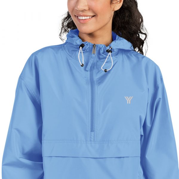 Ladies Rain Jacket Wind and Rainproof Light Blue 4 embroidered champion packable jacket light blue zoomed in 616ec1ae5d3e1