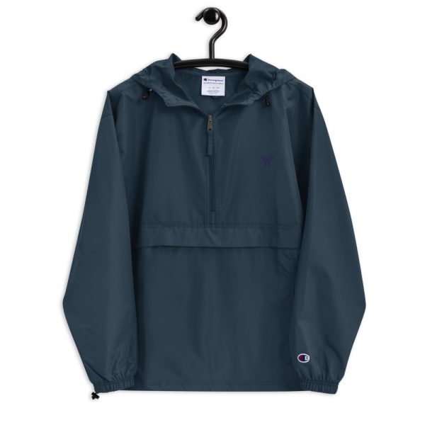 Ladies Rain Jacket Wind and Rainproof Navy 5 embroidered champion packable jacket navy front 616ec48da0e15