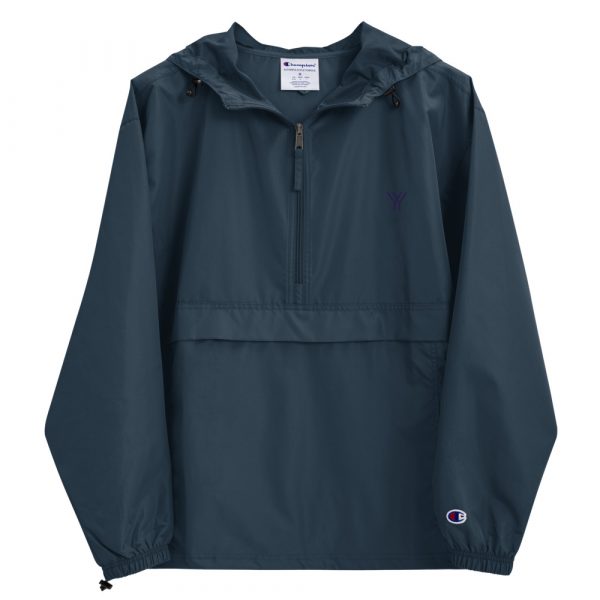 Ladies Rain Jacket Wind and Rainproof Navy 2 embroidered champion packable jacket navy front 616ec48da0fb8