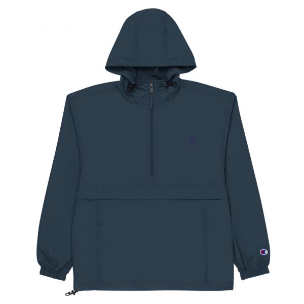 Ladies Rain Jacket Wind and Rainproof Navy 1 embroidered champion packable jacket navy front 616ec48da100a