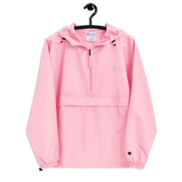 Ladies Rain Jacket Wind and Rainproof Pink 5 embroidered champion packable jacket pink candy front 616ebff37d241