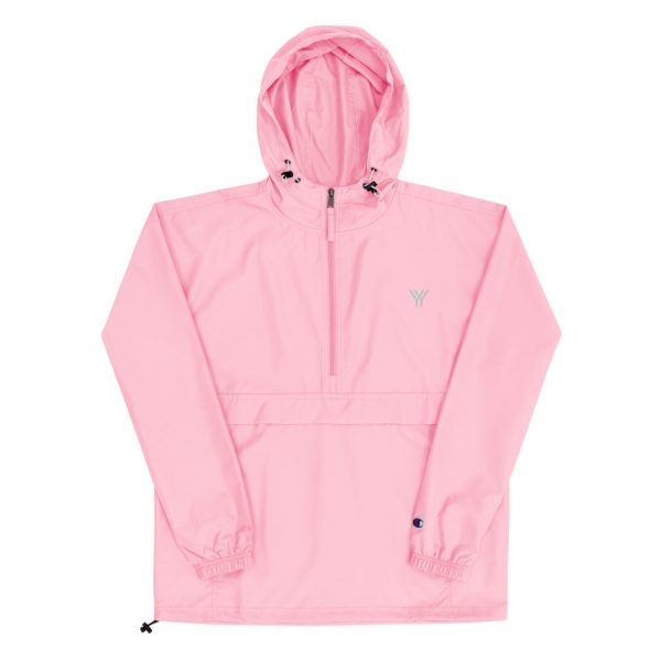 Ladies Rain Jacket Wind and Rainproof Pink 7 embroidered champion packable jacket pink candy front 616ebff37d2dd