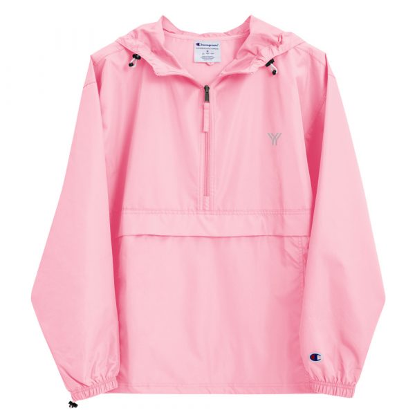 Ladies Rain Jacket Wind and Rainproof Pink 2 embroidered champion packable jacket pink candy front 616ebff37d493