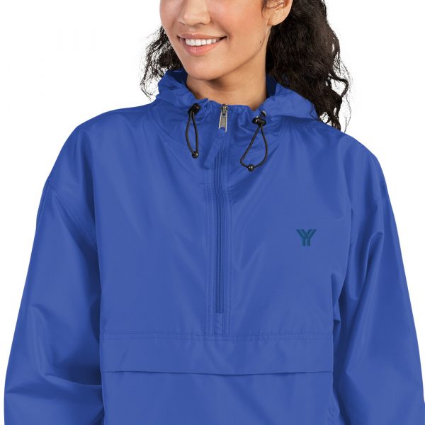 Ladies Rain Jacket Wind and Rainproof Blue 4 embroidered champion packable jacket royal blue zoomed in 616ec2fa92abb