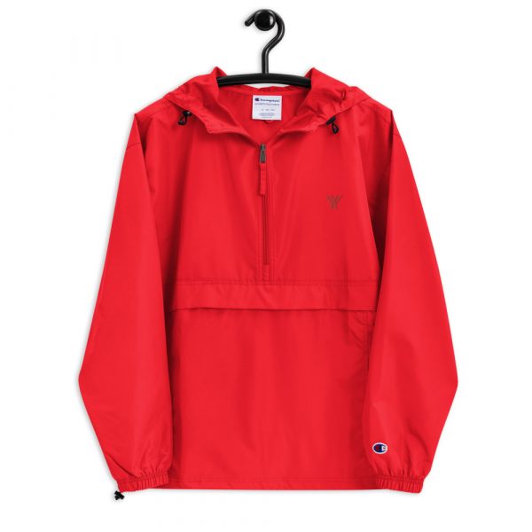 Ladies Rain Jacket Wind and Rainproof Red 5 embroidered champion packable jacket scarlet front 616ec3a1c5dc1