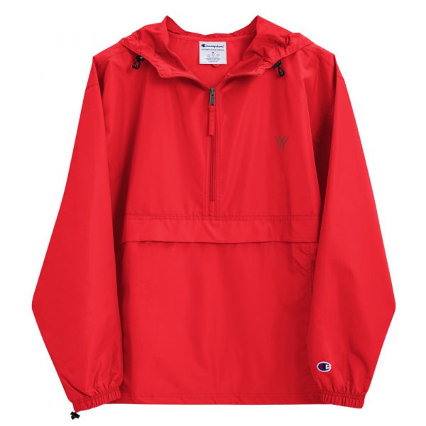 Ladies Rain Jacket Wind and Rainproof Red 2 embroidered champion packable jacket scarlet front 616ec3a1c5fea