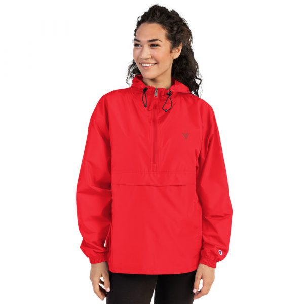 Ladies Rain Jacket Wind and Rainproof Red 4 embroidered champion packable jacket scarlet front 616ec3a1c6049