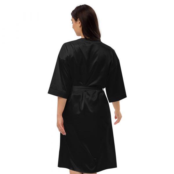 Ladies Satin Bathrobe in Kimono Style Black 2 satin robe black back 615ae7ef26fbd