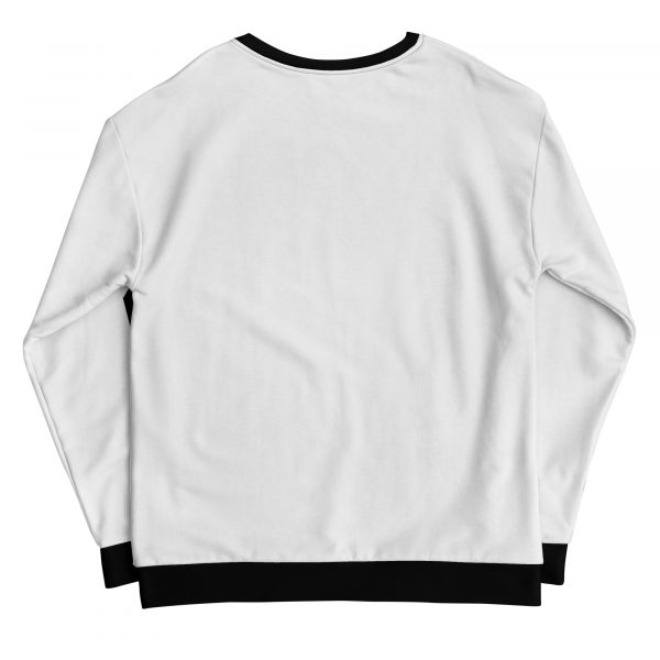 Herren Sweatshirt weiß mit Hahnentritt Galonstreifen 7 all over print unisex sweatshirt white back 61e7cedd4eb0f