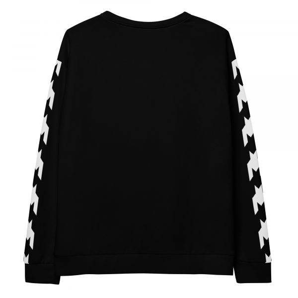 Herren Sweatshirt schwarz mit Hahnentritt Galonstreifen 5 all over print unisex sweatshirt white back 61e7d1c2536ee