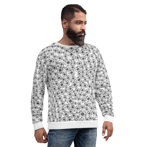 Herren Designer Sweatshirt Flowers all over weiß 1 all over print unisex sweatshirt white front 61d4484d257cc