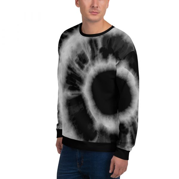 Herren Batik Tie-Dye Designer Sweatshirt Circle 5 all over print unisex sweatshirt white left front 61d4450a9b2e5