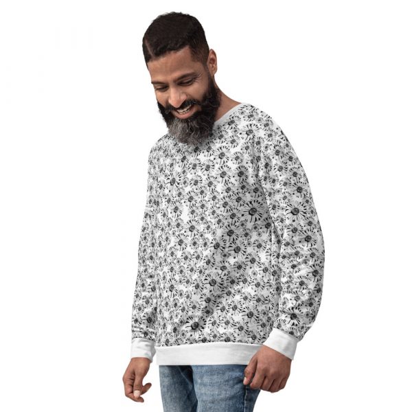 Herren Designer Sweatshirt Flowers all over weiß 4 all over print unisex sweatshirt white left front 61d4484d25da1