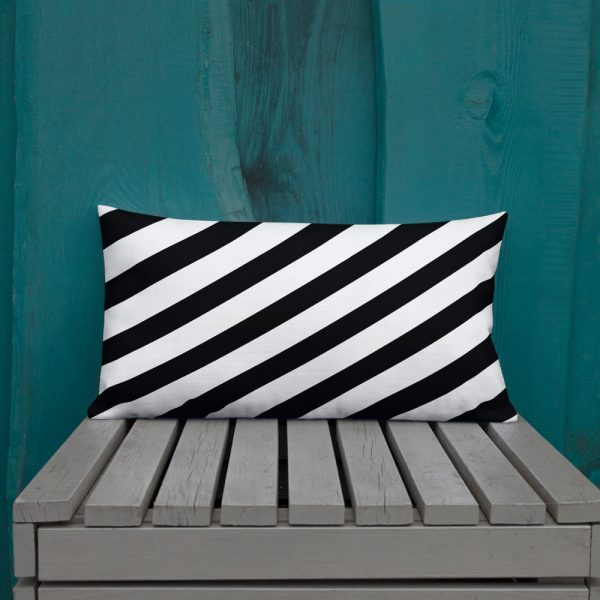 Premium Designer Sofakissen Big Stripes Schwarz Weiß 6 all over print premium pillow 20x12 front lifestyle 1 62024a117b43b