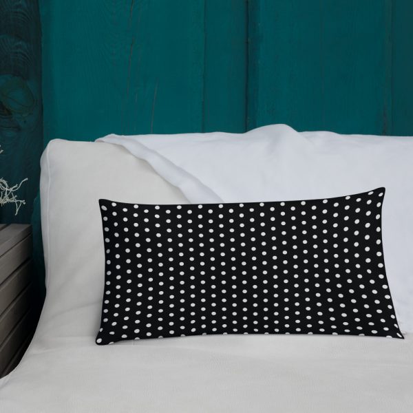 Premium Designer Sofakissen Polka Dots Weiß Schwarz 3 all over print premium pillow 20x12 front lifestyle 4 6203d412a2d20