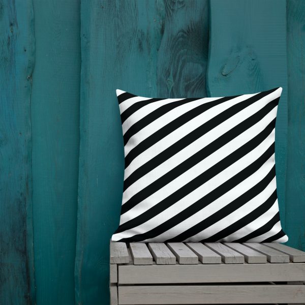 Premium Designer Sofakissen Big Stripes Schwarz Weiß 2 all over print premium pillow 22x22 front lifestyle 1 62024a117bbf3