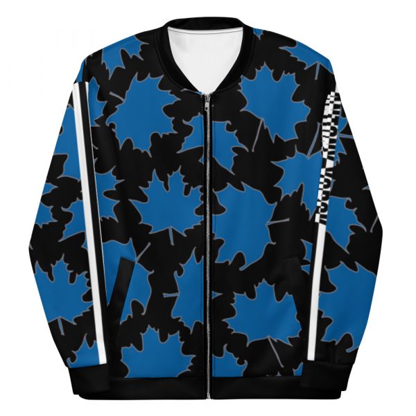 Damen Sweatjacke im Blouson Style Maple Leaf Sky Diver Blue Schwarz 1 all over print unisex bomber jacket white front 624ae65a8b254