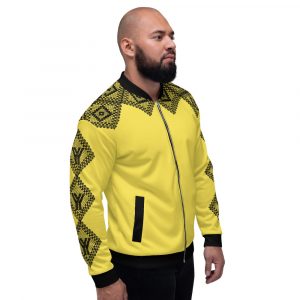 Herren Sweatjacke im Blouson Style Illumintaing Gelb Häkel Galonstreifen