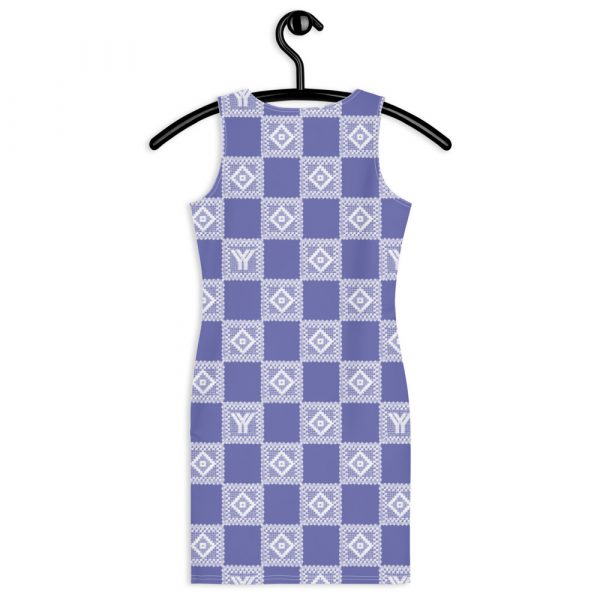Designer Damen Kleid Lila Häkel Crochet Checkers Style 2 all over print dress white back 628738f202610