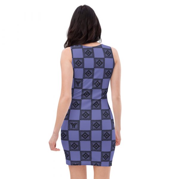 Designer Women's Dress Purple Black Crochet Checkers Style 5 all over print dress white back 62873db4b8c9c