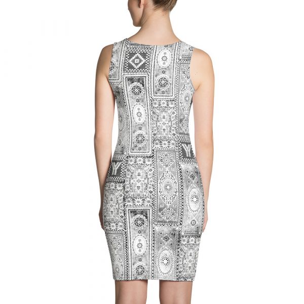 Designer Damen Kleid Patchwork Lace Blanket Spitzendecke 5 all over print dress white back 628761b3d35f9