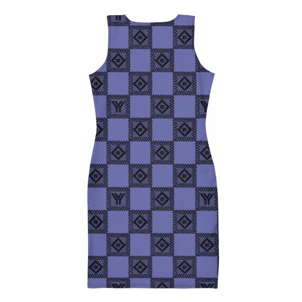 Designer Women's Dress Purple Black Crochet Checkers Style 1 all over print dress white back 62876334231eb