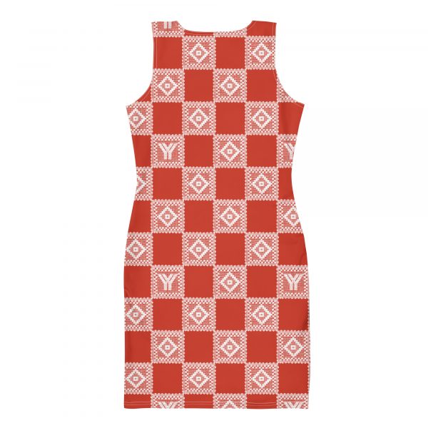 Designer Damen Kleid Rot Häkel Crochet Checkers Style 4 all over print dress white back 628763791d821