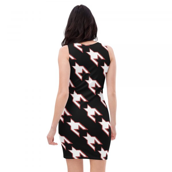 Designer ladies's dress black big houndstooth 6 all over print dress white back 63205d699a42b