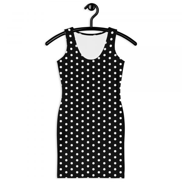 Designer women's dress black polka dots white 2 all over print dress white front 6287616d8ae43