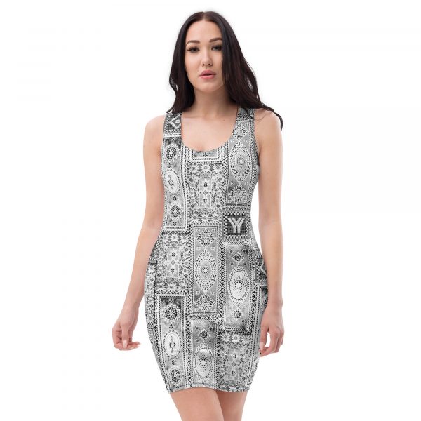 Designer Damen Kleid Patchwork Lace Blanket Spitzendecke 7 all over print dress white front 628761b3d3574