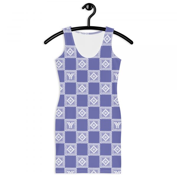 Designer Women's Dress Purple White Crochet Checkers Style 2 all over print dress white front 628763babe4f5
