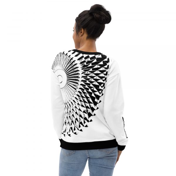 Damen Sweatshirt Capital weiß schwarz 6 all over print unisex sweatshirt white back 6324b89499798