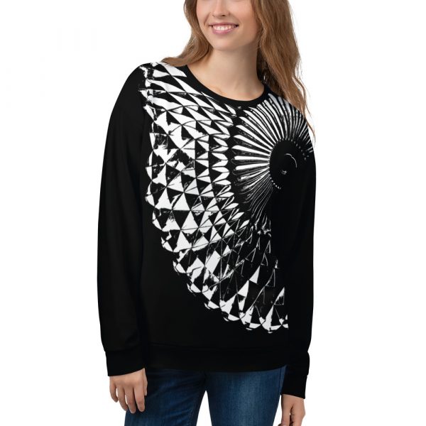 Damen Sweatshirt Capital schwarz weiß 11 all over print unisex sweatshirt white front 6324b27e1570f