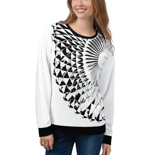 Damen Sweatshirt Capital weiß schwarz 10 all over print unisex sweatshirt white front 6324b89497ccf